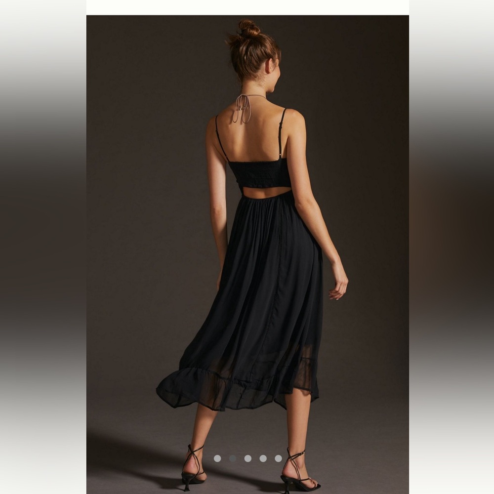 Anthropologie Butterfly Black Midi Dress - Picture 3 of 10